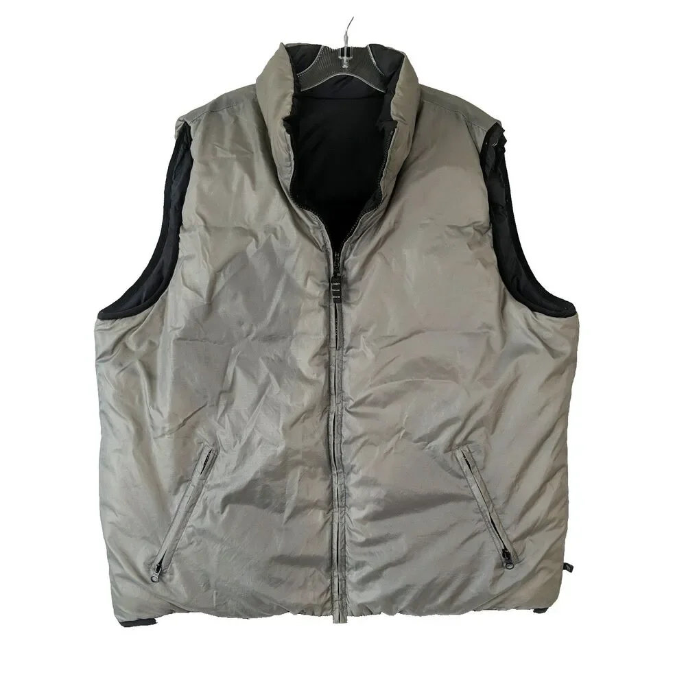 Moose Creek Puffer Vest Reversible Men Size XL Gray Black Pockets Down Feather